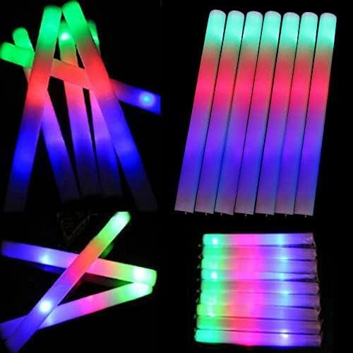 LED Foam Sticks,100Pcs Glow Sticks Bulk,18 Inch Multi Color Flashing Glow Batons, Strobes, 3 Flashing Modes - Party, DJ, Concerts, Festivals, Events, Promotions,Birthdays, Weddings$$Music