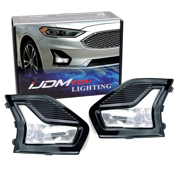 LED Fog/Driving Lamp Kit For 2019-2020 Ford Fusion, OEM-Spec High Power LH RH LED Assembly w/Foglamp Bezel Covers & On/Off Switch Wiring Kit