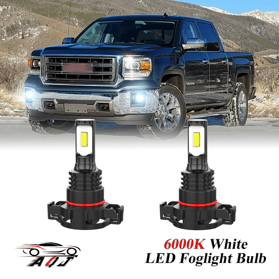 LED Fog Light Bulbs for 2007-2015 GMC Sierra 1500 2500 3500, 1800lm 6000K White Foglight Bulbs, 1:1 Size No Adapter Needed Plug-n-Play, Canbus Ready, Pack of 2