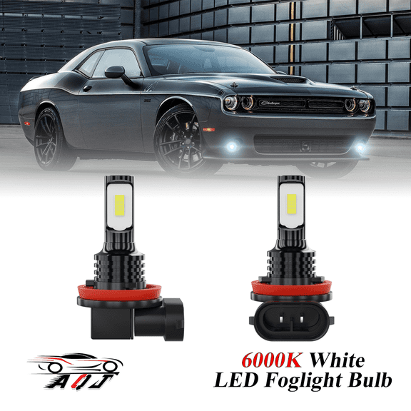 LED Fog Light Bulbs for Dodge Challenger 2015-2023, 1800lm 6000K White Foglight Bulbs, 1:1 Size No Adapter Needed Plug-n-Play, Canbus Ready, Pack of 2