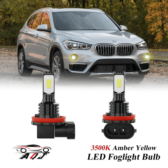 LED Fog Light Bulbs for BMW X1 2010-2018, 1800lm 3500K Warm White Foglight Bulbs, 1:1 Size No Adapter Needed Plug-n-Play, Canbus Ready, Pack of 2