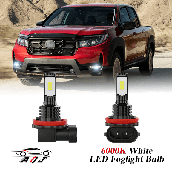 LED Fog Light Bulbs for Honda Ridgeline 2006-2022, 1800lm 6000K White Foglight Bulbs, 1:1 Size No Adapter Needed Plug-n-Play, Canbus Ready, Pack of 2