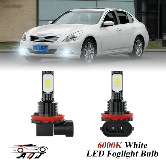 LED Fog Light Bulbs for INFINITI G37 2009-2013, 1800lm 6000K White Foglight Bulbs, 1:1 Size No Adapter Needed Plug-n-Play, Canbus Ready, Pack of 2