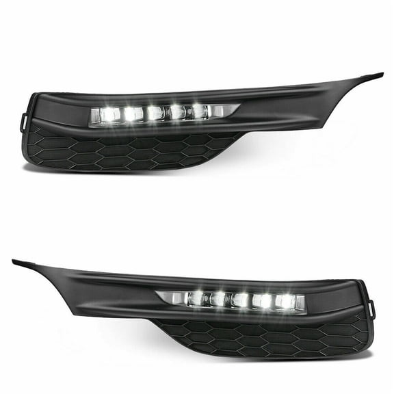 LED Fog Lights Lamps 08V31-T2A-100E Direct Replacement Pair Left + Right Completed Set for 2016 2017 Honda Accord Sedan 4Dr with Bezel Switch Wires