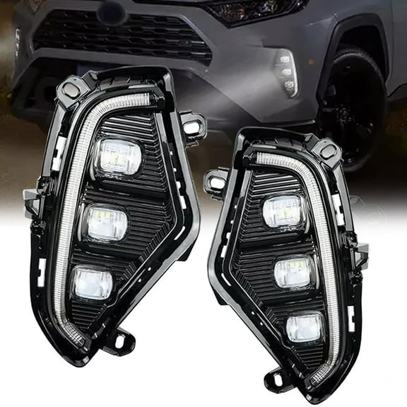 LED Fog Lights for Toyota RAV4 2019-2022 (LE/XLE/Adventure/XSE), DRL Amber Turn Signal/IP67 Waterproof Direct Fit Replacement, Plug and Play Left & Right Set