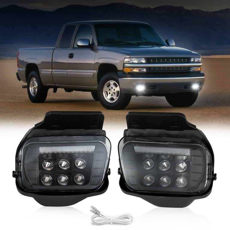 LED Fog Lights with DRL for Chevy Silverado 1500 2500HD 3500HD 2003 2004 2005 2006 All Models Avalanche 2002 2006 Fog Lamp Front Bumper Lamps