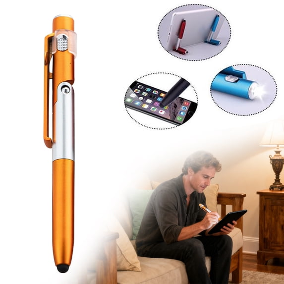 LED Folding Light Pen/ Foldable LED Pen Multifunctional Ballpoint Pen With LED Light & Phone/Tablet Holder Fit For Smartphones/Tablets Anti Scratch Screen Support