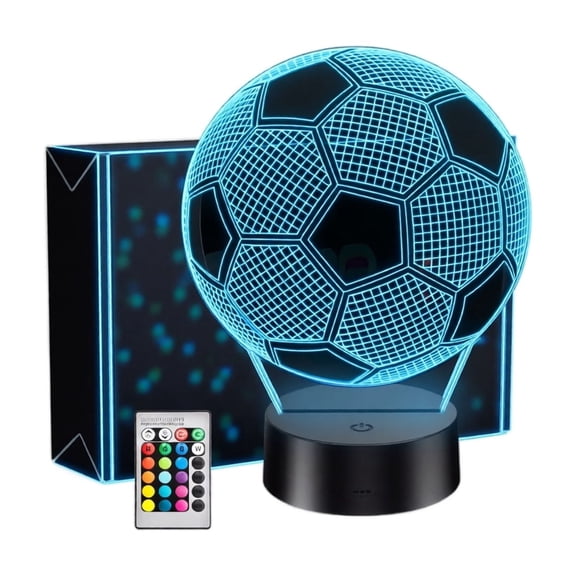 LED Football Night Light 3D Visual Soccer Lamp with Remote Control USB Powered Acrylic Panel for Bedroom Decor Desk Table Lighting
