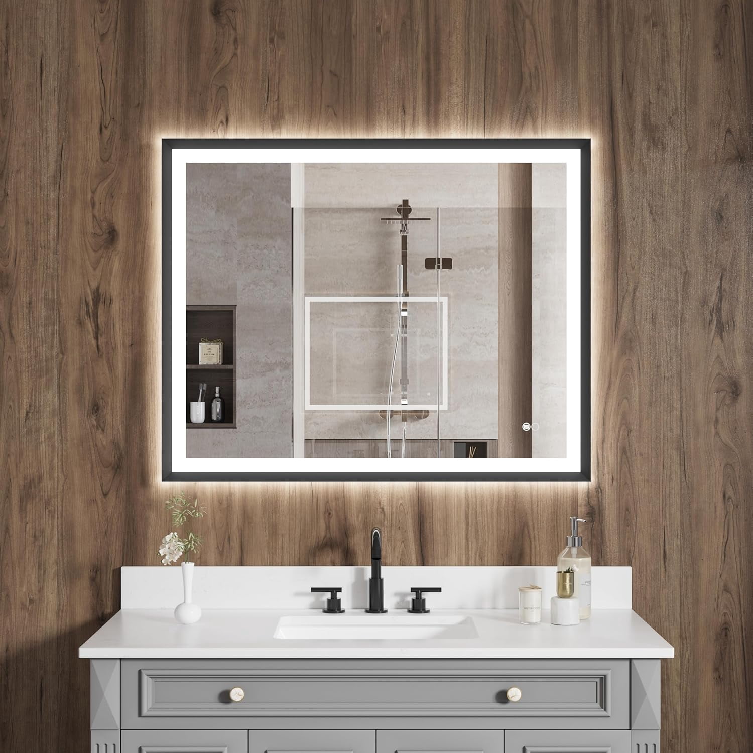 LED Framed Mirror Backlit and Front Lighted Mirror for Bathroom Hotel ...