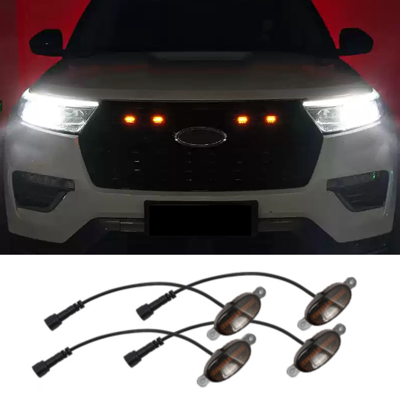 LED Front Grille Light for Ford Explorer Waterproof Amber Lens Yellow ...