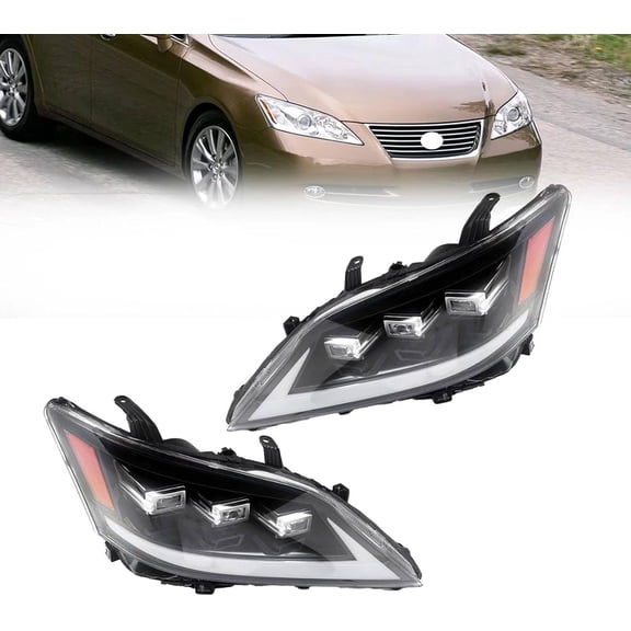 LED Front Headlamp Assembly Compatible with Lexus ES350 ES240 2007 2008 2009 2PCS Headlight Driver&Passenger Side