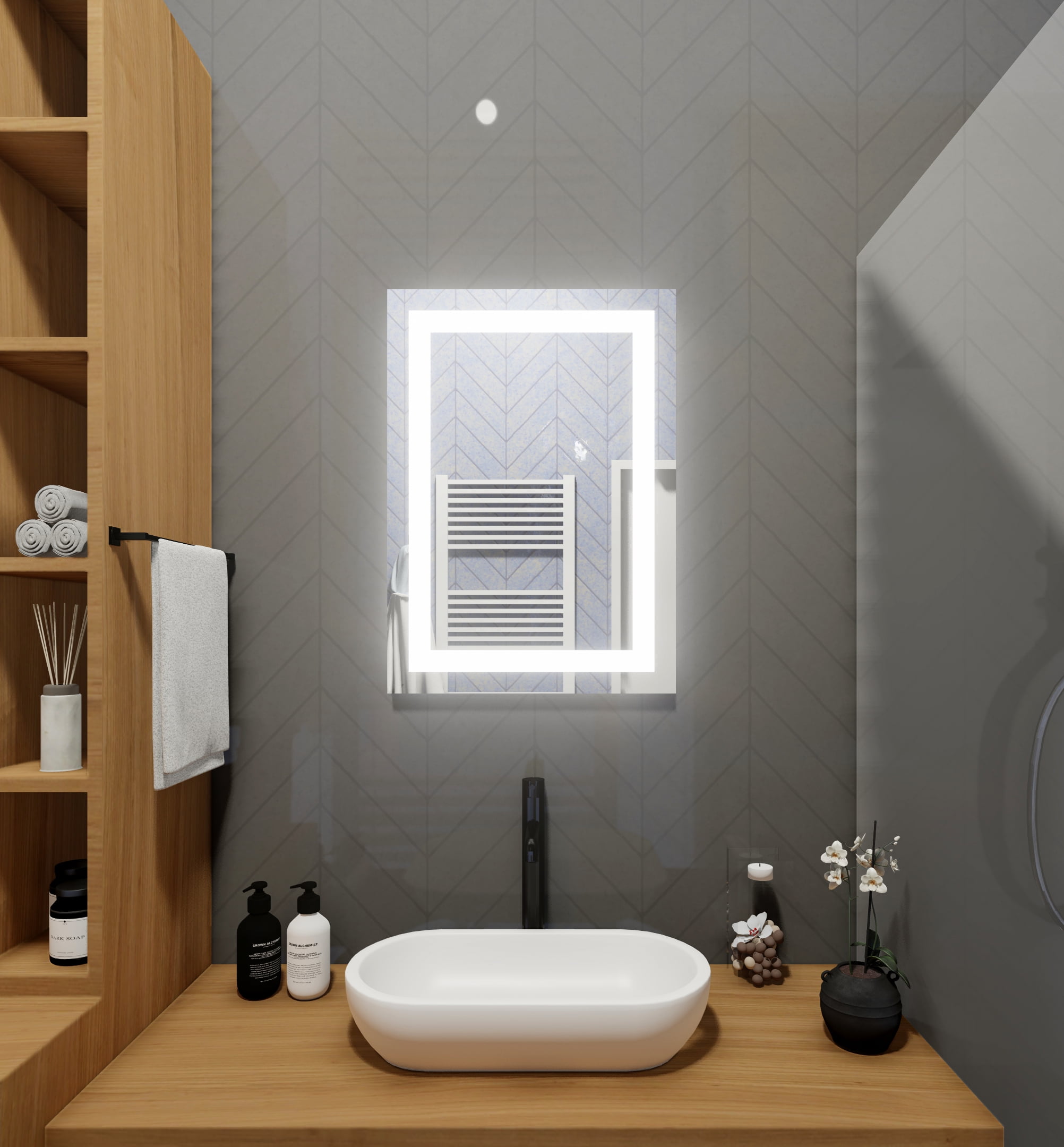 Front-Lighted 24x28 Rectangle LED Mirror - Walmart.com