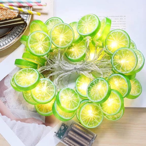 LED Fruit Shape Decorative String Light Battery Light Green Lime (6.56 feet / 10 Lights, Lime Slices)