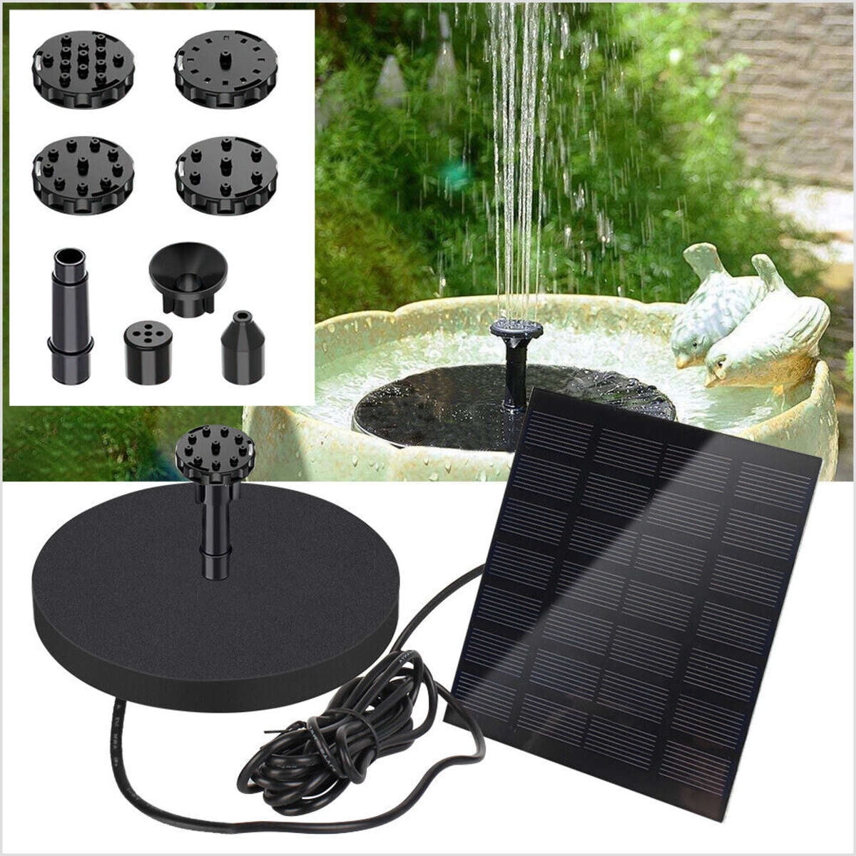 LED FuENTte De Agua Solar Para Jardin Piscina Estanque Energia Solar ...