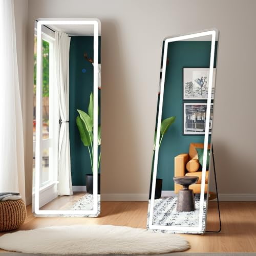 LED Full Length Mirror, 64" x21" Floor Dressing Standing Mirror with Dimming & 3 Color LED Lights, Wall Mounted Full Body Mirrors for Bedroom, Cloakroom and Dressing Room$$Electronics Accessories