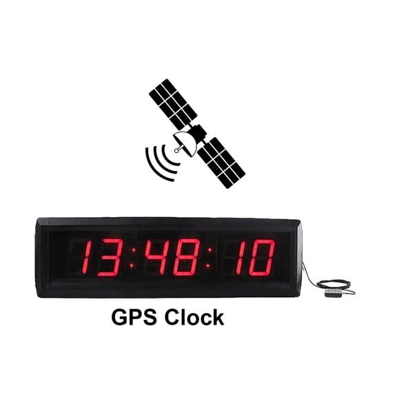 LED GPS Time Display Clock, Real-Time, 6 Digits, 1.8 ", 12, 24H