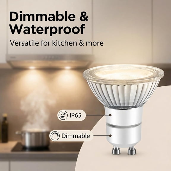 LED GU10 Range Hood Light Bulbs, LED Stove Appliance Light Bulb, Kitchen Light Replacement Halogen Light Bulb, 50W Equivalent, Warm White 120V/AC, 6W 550 Lm, Dimmable,Waterproof IP65 Pack of 2