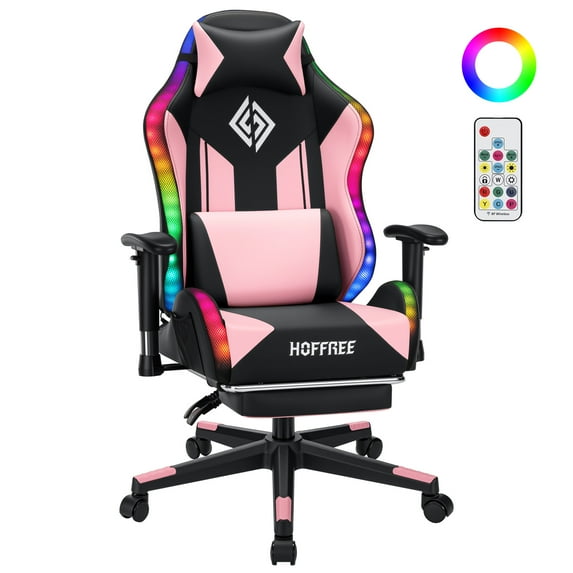 Hoffree LED Gaming Chair for Kids 8-14 Gaming Chairs for Teens with Adjustable Headrest and Lumbar Support Ergonomic PU Leather Kids Gaming Chair with Led Lights