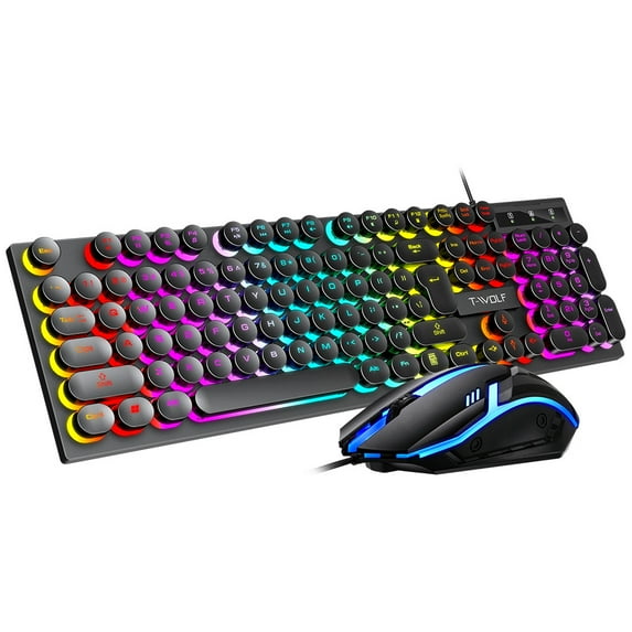 LED Gaming Keyboard Mouse Combo Backlit Optical Computer Desktop Mouse for PC Xbox PS5 PS4