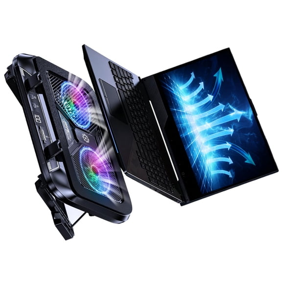 LED Gaming Laptop Cooling Pad Laptop Cooling Stand External Fan 100 Speed Adjustable Accessories