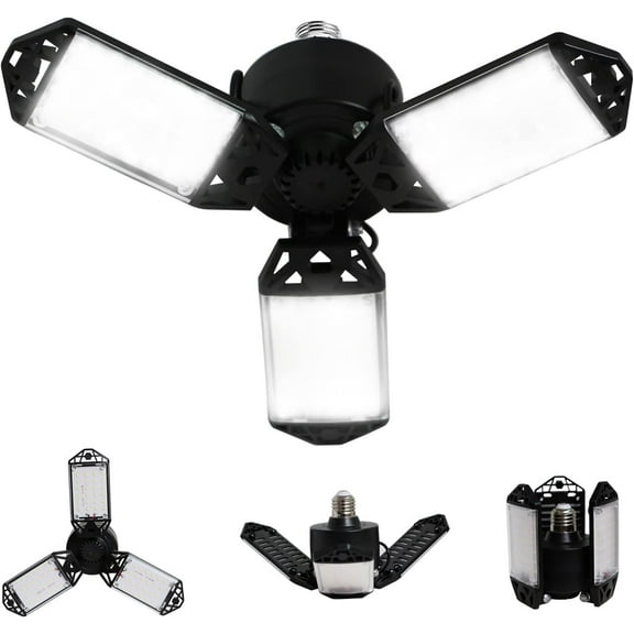 LED Garage Light, 80W 8000 Lumen Ceiling Lights with 3 Adjustable Panels, 6500K Daylight Light Bulb Fixture LED Lights for Garage, Workshop