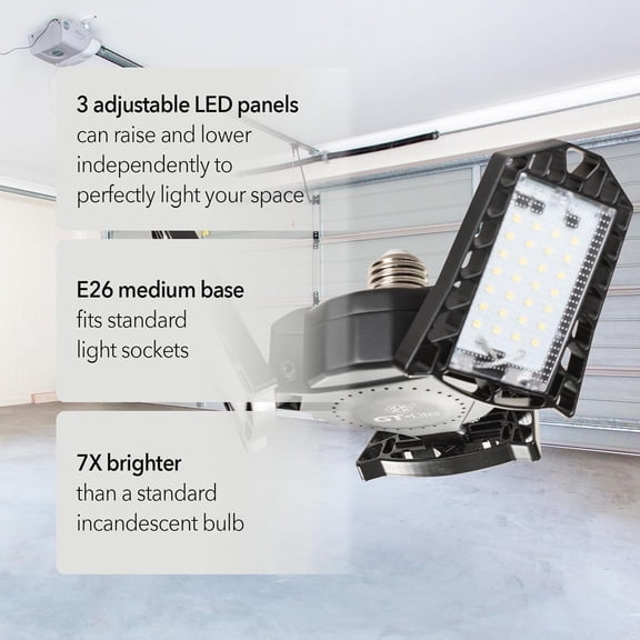 LED Garage Bulb, 60W (300W Equivalent), 6,000 Lumen, Daylight 5000K, E26 Base Energy Saving LED Light for Indoors Garage Workshop Warehouse