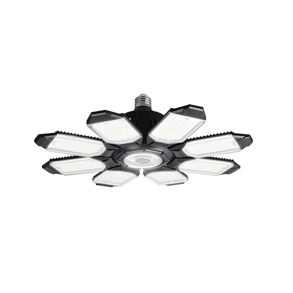 LED Garage Light 200W 20000LM, 8-Leaf Deformable LED Ceiling Light with E26/E27 Base, Adjustable Panels, Ultra Bright Shop Light for Garage, Basement, Workshop, Attic, Barn, Indoor Outdoor