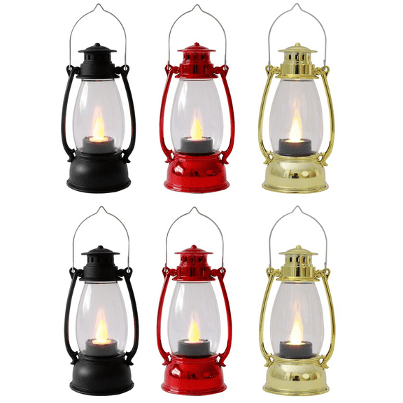 24-Pack Decorative Metal Lanterns Light with Glass Panels 8 Black, 8 Red, 8 White Vintage LED for Indoor Outdoor Use, Weddings, Events, Patio, Home, Christmas & Holiday Decor