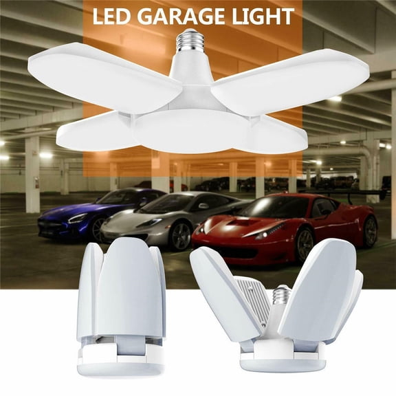 LED Garage Light, Xinsrenus 60W 5400lm Deformable Shop Work Light, E27 Base Adjustable Beam Angle Ceiling Fixture Bright Daylight 6000K