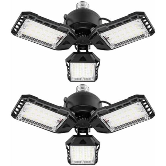 LED Garage Lights 1 Pack -80W, 8000LM 6500K Led Shop Light with 3 Deformable Panels, Basement Barn Light Garages Ceiling Lights, E26/E27 for Garage, Warehouse, Shop, Basement