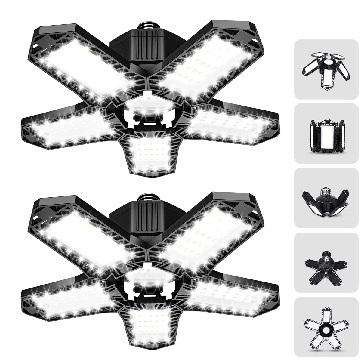 2 Pack 100W LED Garage Lights Screwin, Adjust 5 Leaf, Ultra Bright