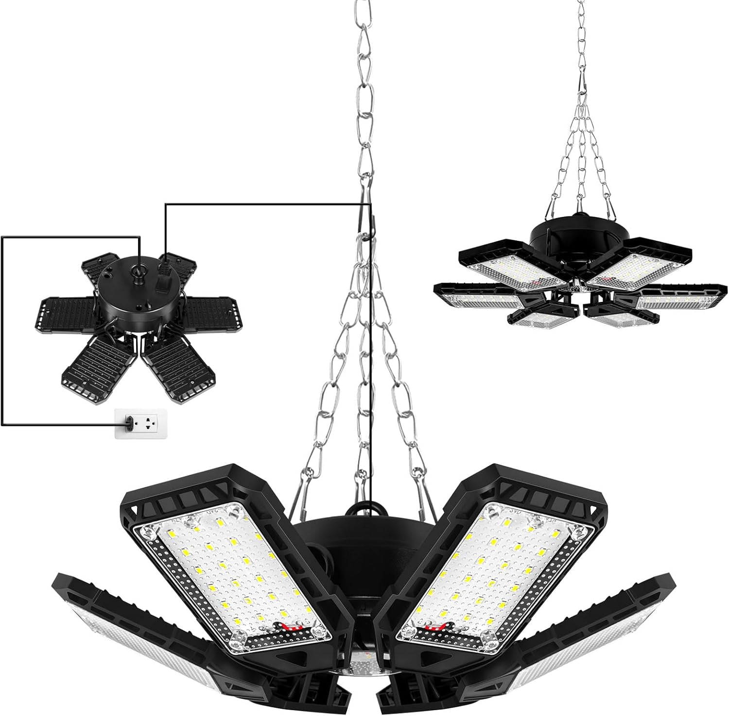 LED Garage Lights 4 Pack -180W, 18000LM 6500K Led Shop Light with 6+1 ...