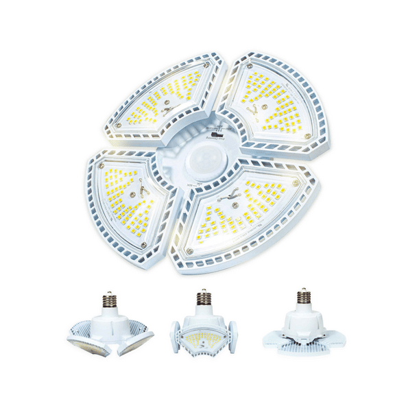 LED Garage Lights Ceiling Bulb - IDOGLOME Shop Light 40W/60W/80W 3 wattage Shop Light 3 CCT(3K 4K 5K) Selectable 11200 lumens with PIR Motion Sensor 3 Beam Angle adjutable E39 with E26 adpater