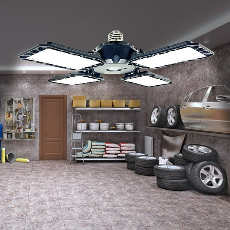 LED Garage Lights, Deformable LED Garage Ceiling Lights With Adjustables  Panels, LED Shop Lights For Garage Workshop Basement Support E26/E27 Screw