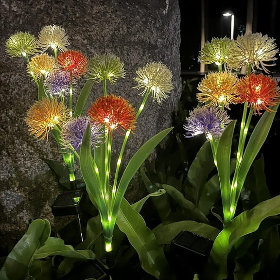Hnjugfe Garden Dandelion Swinging Solar Lights, Color Changing, Pack of 2,Outdoor