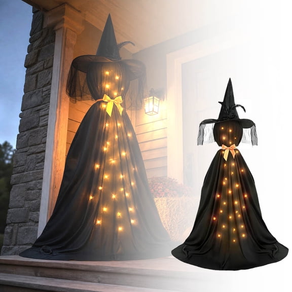 LED Ghost Decoration, Standing Yard Ornament, Halloween Accent, Height-Adjustable Telescopic Pole and Starlight Built-in Lighting for Porch, Garden, and Party Backdrop.
