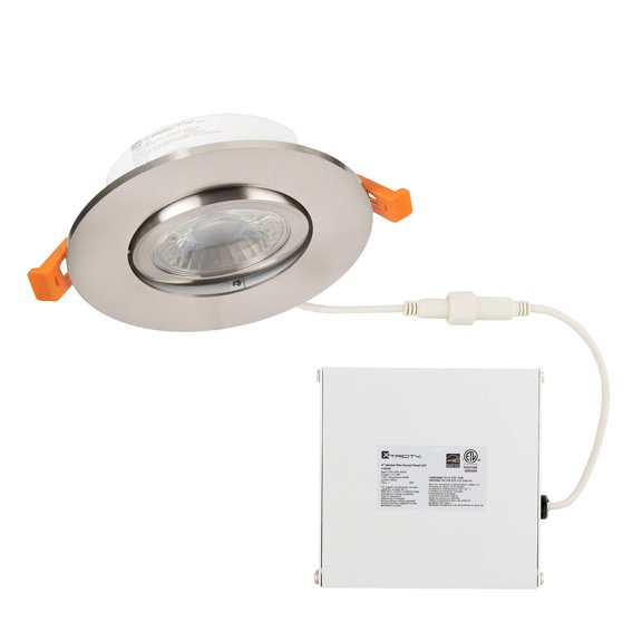 LED Gimbal Recessed Downlight, 3.5 Inch with Driver, 7W, 3000K, Nickel Trim