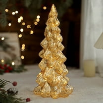 LED Glass Christmas Tree 2026 Battery Operated Lighted Decorations for Mantel, Holiday Table Centerpiece, Xmas Home Decor and Gift