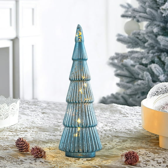LED Glass Christmas Tree Tabletop,Tabletop Christmas Tree Decor,Luminous Glass Conical Ornaments ,Holiday Indoor Xmas Tree Suitable for Home Party Decoration,Christmas Decorations for The Home