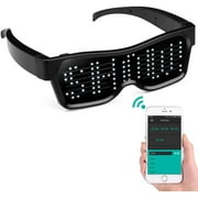 LED Glasses, Bluetooth APP Connected LED Display Smart Glasses USB Rechargeable DIY Funky Eyeglasses for Party Club DJ Halloween ChristmasText, Graffiti, Animation, Music Rhythm