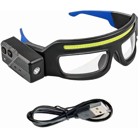 LED Glasses Rechargeable Headlight Glasses with Motion Sensor and Touch Control, 5 Lighting Modes Glasses, Suitable for Running, Camping, Fishing, Cycling, Hiking, Hands-Free, Lighted Glasses