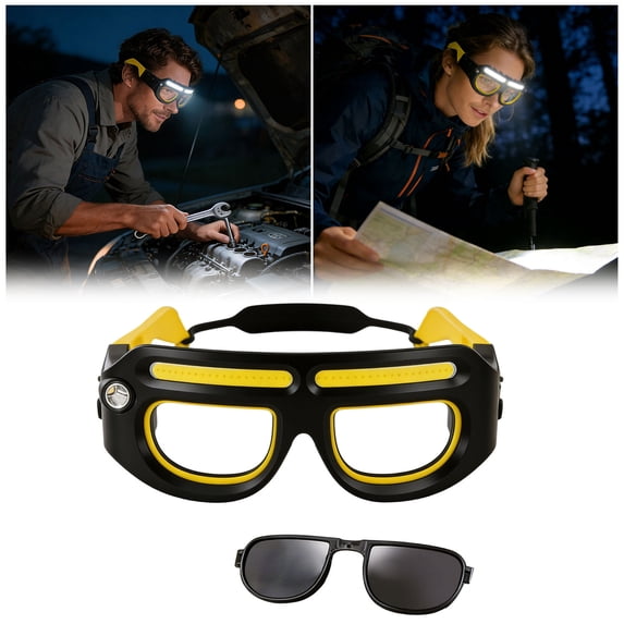 LED Glasses Rechargeable Headlight Glasses with Motion Sensor and Touch Control,Adjustable EDC Headlamp Flashlight Glasses with Lights,5 Modes USB C Light up Hands-Free Glasses for Camping Emergency