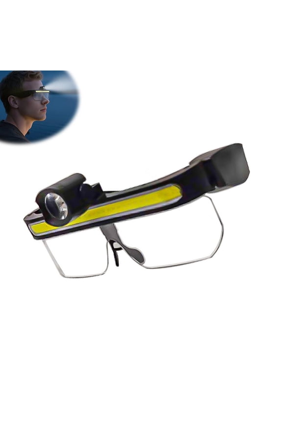 LED Glasses Rechargeable Headlight Glasses with Motion & Touch Control, 5 Modes USB C LightedGlasses, Hands Free Lighted Eyewear, for Running Camping, Fishing, Cycling, Hiking