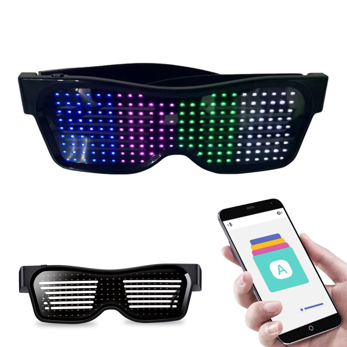 Led Glasses With Api Harlafou LED Glasses, Customizable Bluetooth Light Up Party Rave ...