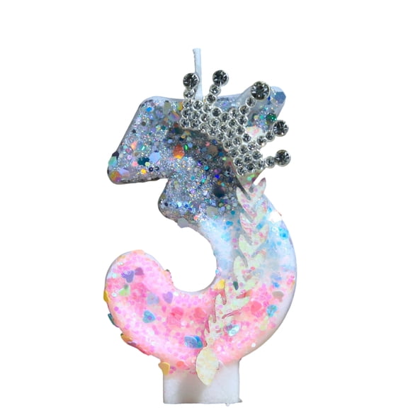 LED Glitter Birthday Number Candle, Fashion Cartoon Creative Design with Sparkling Sequins and Crown Decor, for Birthday Party Cake Topper Decoration, Kids Adults Celebration