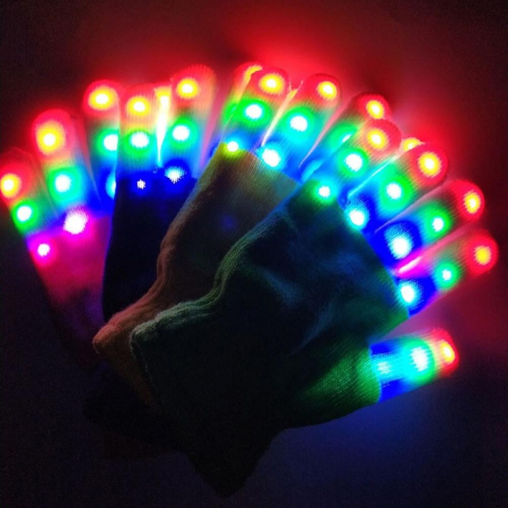 LED Gloves Children LED Finger Light Gloves 3 Colors 6 Modes Flashing  Finger Light Led Rave Gloves, Boys Girls Birthday Christmas Party(1 Pair) 