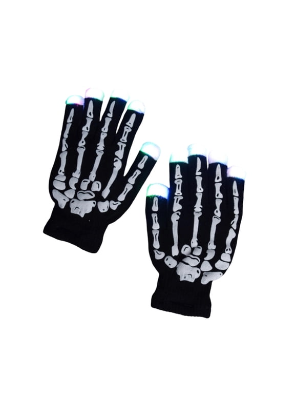 LED Gloves Finger Light Up Glow Rave Glove Flashing Christmas Gift Halloween Party Favors Winter Gloves-D