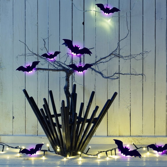 LED Glow Bats Decor, Flashing Wall Sticker Set, Luminous Window Decal, Haunted House Atmosphere, Spooky Party Light Effect