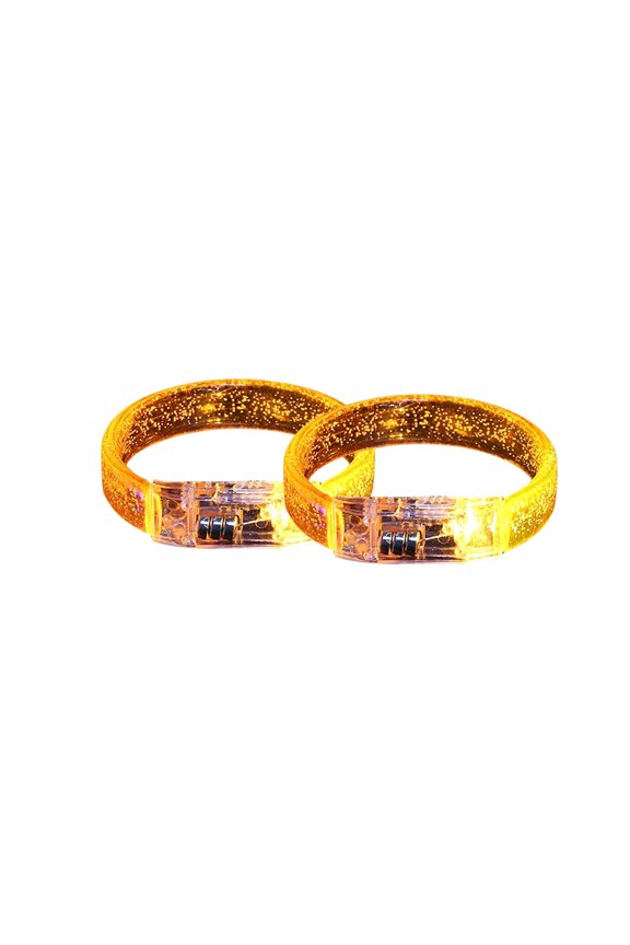 LED Glow In The Dark Wristbands 2 Pack, Built-In Battery Flashing Glitter Light Up Bracelets, Adjustable Transparent Luminous Wrist Bands for Party Concert Halloween Carnival Events