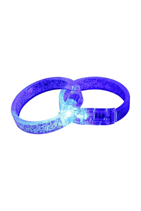 LED Glow In The Dark Wristbands 2 Pack, Built-In Battery Flashing Glitter Light Up Bracelets, Adjustable Transparent Luminous Wrist Bands for Party Concert Halloween Carnival Events